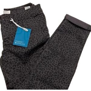 Market & Spruce Animal Print Jeans NWT Size Medium Black Purple Stretch